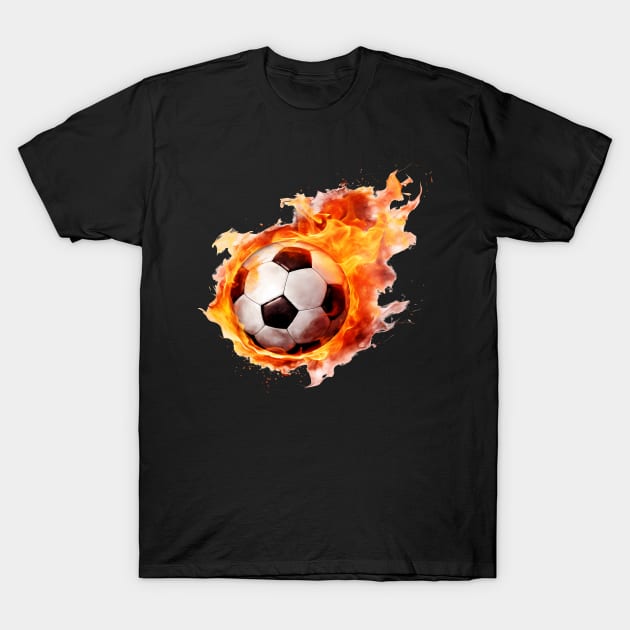 Flaming Soccer Ball T-Shirt by BisonPrintsCo